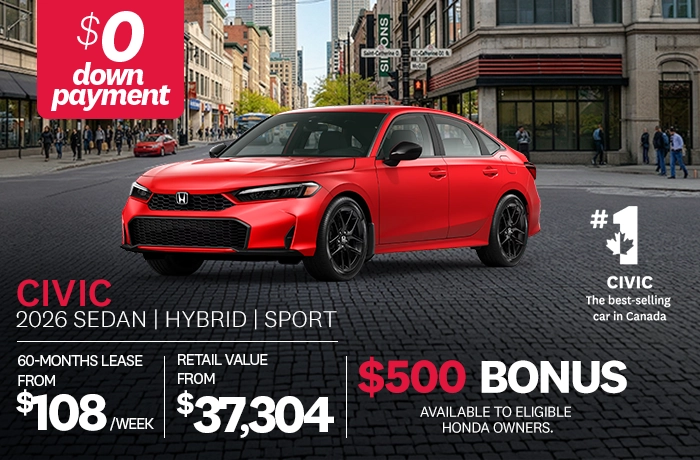 Bannière de Promotion Civic Berline Sport Hybride 2026